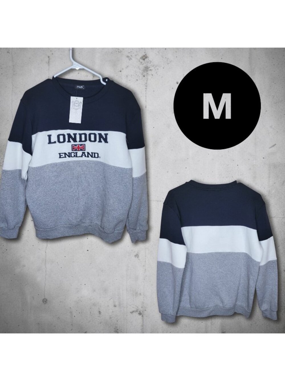 NAS London England-Streetwear-Sz Medium Union Jack Graphic NWT Colorblock